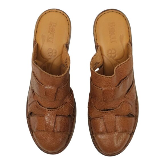 Born Pollina Clog Mule Womens Size 9 M Block Heel Platform Brown Leather Woven - Picture 6 of 16